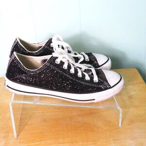 Converse All Star Sneakers Low Top Lace Up Shoes Sparkly Glitter Size 8 1/2 M